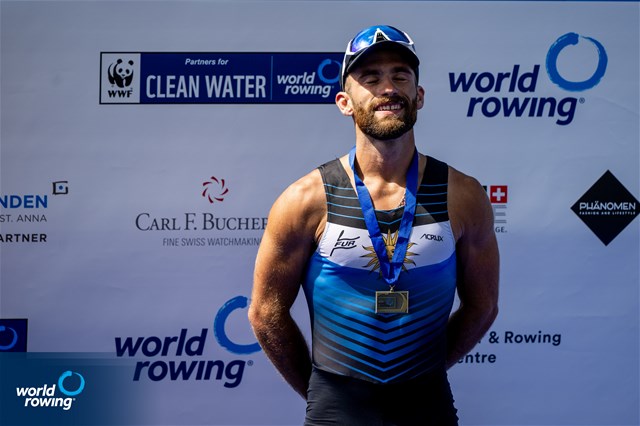 Bruno Cetraro Berriolo, Lightweight Men's Single Sculls, Uruguay, Bronze, 2022 World Rowing Cup III, Lucerne, Switzerland / World Rowing/Benedict Tufnell