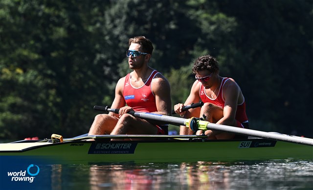 Maurin Lange (b), Jan Jonah Plock (s), Men's Pair, Switzerland, 2022 World Rowing Cup III, Lucerne, Switzerland / Detlev Seyb/MyRowingPhoto.com