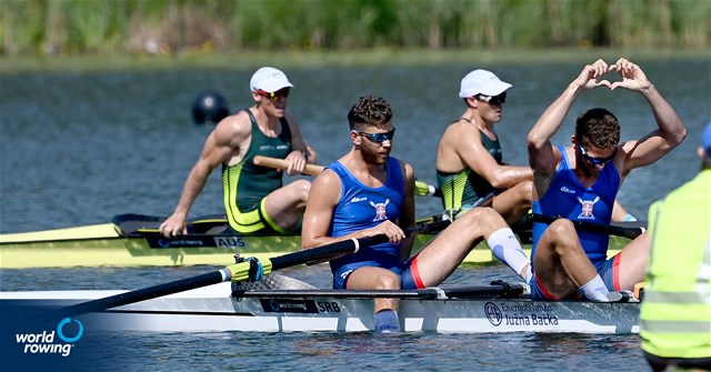 Martin Mackovic (b), Milos Vasic (s), Men's Pair, Serbia, 2022 World Rowing Cup III, Lucerne, Switzerland / Detlev Seyb/MyRowingPhoto.com