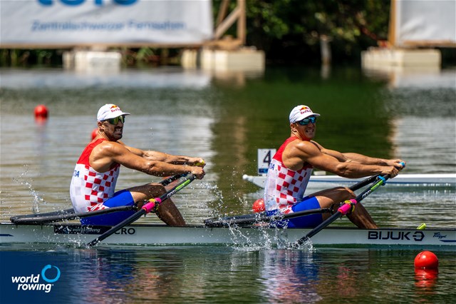 Martin Sinkovic (b), Valent Sinkovic (s), Men's Pair, Croatia, gold, 2021 World Rowing Cup III, Sabaudia, Italy / World Rowing/Benedict Tufnell