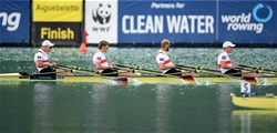 Karl Schulze (b), Philipp Wende, Lauritz Schoof, Hans Gruhne (s), Germany, Gold, Men's quadruple  Sculls, 2015 World Rowing Championships, Aiguebelette, France
