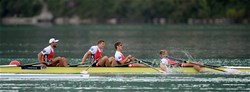 Nico Stahlberg (b), Augustin Maillefer, Roman Roeoesli, Barnabe Delarze (s), Switzerland, Men's quadruple  Sculls, A Final, 2015 World Rowing Championships, Aiguebelette, France