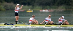 Karl Schulze (b), Philipp Wende, Lauritz Schoof, Hans Gruhne (s), Germany, Gold, Men's quadruple  Sculls, 2015 World Rowing Championships, Aiguebelette, France