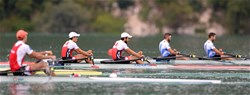 Daniel Wiederkehr (b), Michael Schmid (s), Switzerland, Lightweight Men's Double Sculls, B-Final, 2015 World Rowing Championships, Aiguebelette, France