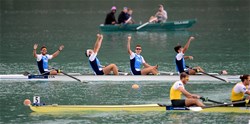 Marco Di Costanzo (b), Matteo Castaldo, Matteo Lodo, Giuseppe Vicino (s), Italy, Gold, Men's Four, 2015 World Rowing Championships, Aiguebelette, France