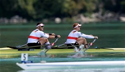 Marcel Hacker (b), Stephan Krueger (s), Germany, Men's Double Sculls, A Final, 2015 World Rowing Championships, Aiguebelette, France