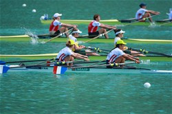 Helene Lefebvre (b), Elodie Ravera-Scaramozzino (s), France, Women's Double Sculls, B Final, 2015 World Rowing Championships, Aiguebelette, France