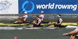 A-Final, John Storey (b), Christopher Harris (s), Men's Double Sculls, New Zealand, 2018 World Rowing Championships, Plovdiv, Bulgaria
