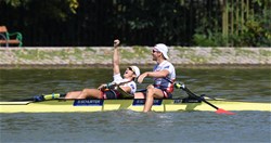 A-Final, Barnabe Delarze (b), Roman Roeoesli (s), Men's Double Sculls, Switzerland, 2018 World Rowing Championships, Plovdiv, Bulgaria