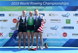 Sanita Puspure, Ireland, Gold, Emma Twigg, New Zealand, Silver, Kara Kohler, United States of America, Bronze, Women's Single Sculls, 2019 World Rowing Championships, Linz Ottensheim, Austria