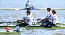 Adrian Juhasz (b), Bela Simon Jr (s), Hungary, Gold, the Netherlands, Men's Pair, 2016 European Rowing Championships, Brandenburg, Germany