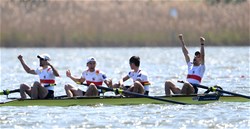 Jonathan Koch (b), Lucas Schaefer, Tobias Franzmann, Lars Wichert (s), Germany, Bronze, Lightweight Men's Four, 2016 European Rowing Championships, Brandenburg, Germany