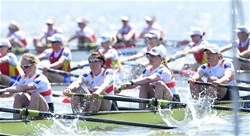 Michaela Schmidt (b), Ronja Schuette, Stella-Izabell Bleich, Daniela Schultze, Germany, A-Final, Womens Eight, 2016 European Rowing Championships, Brandenburg, Germany