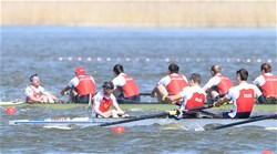 Semen Yaganov, Daniil Andrienko (s), Pavel Safonkin (c), Russia, Mens Eight, A-Final, 2016 European Rowing Championships, Brandenburg, Germany