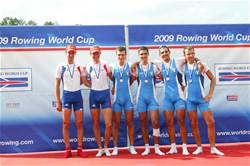 Podium of the Lightweight Men's Pair at the 2009 Rowing World Cup in Lucerne, Switzerland. 