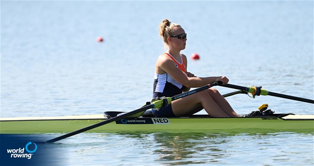 Jente Jongsma, Women's Single Sculls, Netherlands, 2022 World Rowing Under 19 & Under 23 Championships, Varese, Italy / Detlev Seyb/MyRowingPhoto.com