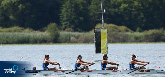 Anna Scolaro (b), Anna Rossi, Khadija Alajdi El Idrissi, Alice Codato (s), Alessandra Faella (c), Women's Coxed Four, Italy, 2022 World Rowing Under 19 & Under 23 Championships, Varese, Italy / Detlev Seyb/MyRowingPhoto.com