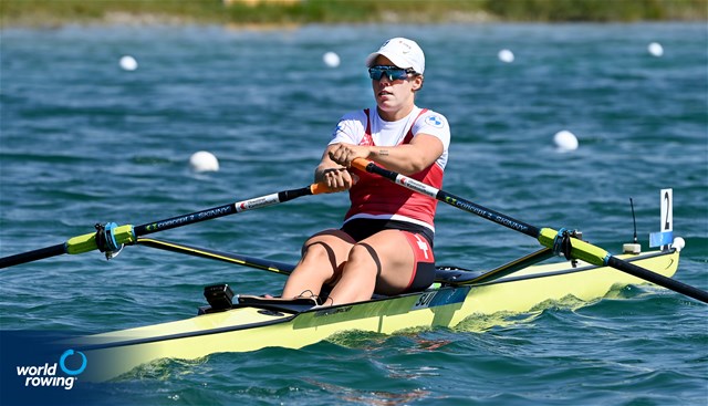 Jeanine Gmelin, Women's Single Sculls, Switzerland, 2022 European Rowing Championships, Munich, Germany / Detlev Seyb/MyRowingPhoto.com