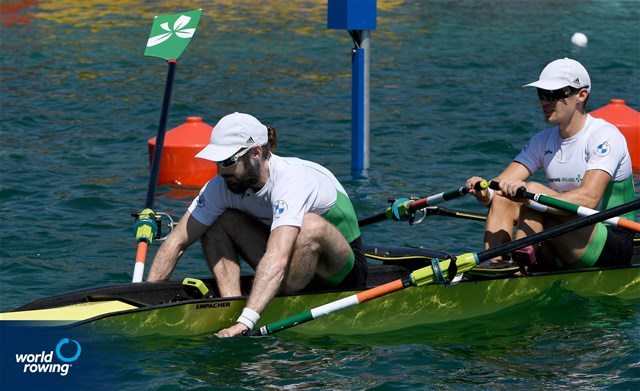 Fintan Mc Carthy (b), Paul O'Donovan (s), Lightweight Men's Double Sculls, Ireland, 2022 European Rowing Championships, Munich, Germany / Detlev Seyb/MyRowingPhoto.com