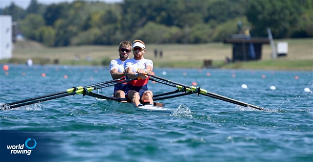 Jiri Simanek (b), Miroslav Vrastil (s), Lightweight Men's Double Sculls, Czech Republic, 2022 European Rowing Championships, Munich, Germany / Detlev Seyb/MyRowingPhoto.com