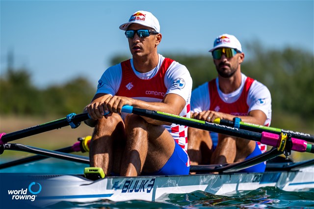 Martin Sinkovic (b), Valent Sinkovic (s), Men's Pair, Croatia, 2021 World Rowing Cup I, Zagreb, Croatia / World Rowing/Benedict Tufnell