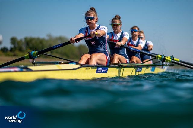 Heidi Long (b), Rowan Mckellar, Samantha Redgrave, Rebecca Shorten (s), Women's Four, Great Britain, 2022 European Rowing Championships, Munich, Germany / World Rowing/Benedict Tufnell