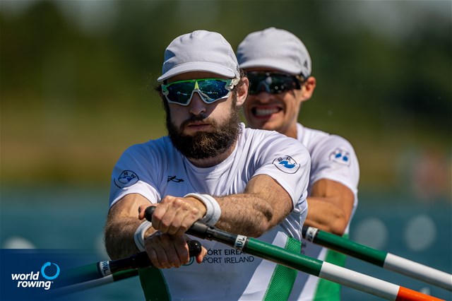 Fintan Mc Carthy (b), Paul O'Donovan (s), Lightweight Men's Double Sculls, Ireland, 2022 European Rowing Championships, Munich, Germany / World Rowing/Benedict Tufnell