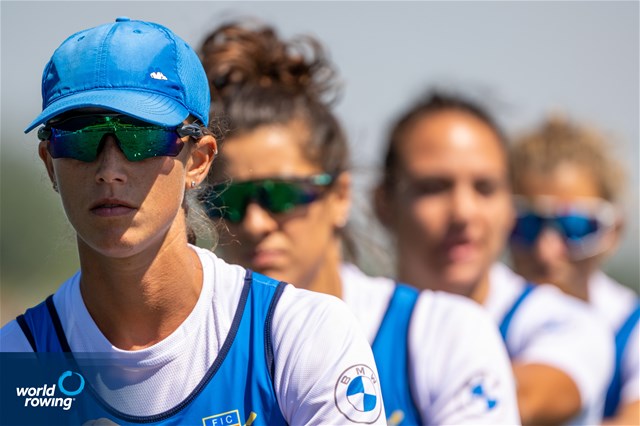Valentina Iseppi (b), Alessandra Montesano, Clara Guerra, Chiara Ondoli (s), Women's Quadruple Sculls, Italy, 2022 European Rowing Championships, Munich, Germany / World Rowing/Benedict Tufnell