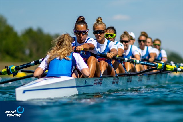 Linda De Filippis (b), Alice Codato, Arianna Noseda, Elisa Mondelli, Laura Meriano, Silvia Terrazzi, Aisha Rocek, Giorgia Pelacchi (s), Alessandra Faella (c), Women's Eight, Italy, 2022 European Rowing Championships, Munich, Germany / World Rowing/Benedict Tufnell