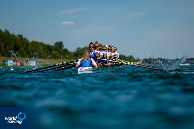 Linda De Filippis (b), Alice Codato, Arianna Noseda, Elisa Mondelli, Laura Meriano, Silvia Terrazzi, Aisha Rocek, Giorgia Pelacchi (s), Alessandra Faella (c), Women's Eight, Italy, 2022 European Rowing Championships, Munich, Germany / World Rowing/Benedict Tufnell