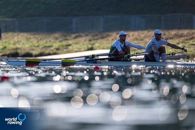 Armandas Kelmelis (b), Dovydas Nemeravicius (s), Men's Double Sculls, Lithuania, 2022 European Rowing Championships, Munich, Germany / World Rowing/Benedict Tufnell