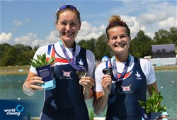 Emily Ford (b), Esme Booth (s), Women's Pair, Great Britain, Silver, 2022 European Rowing Championships, Munich, Germany / Detlev Seyb/MyRowingPhoto.com