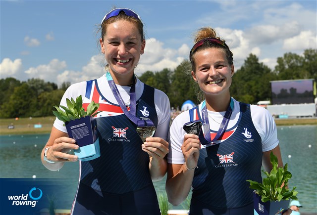 Emily Ford (b), Esme Booth (s), Women's Pair, Great Britain, Silver, 2022 European Rowing Championships, Munich, Germany / Detlev Seyb/MyRowingPhoto.com