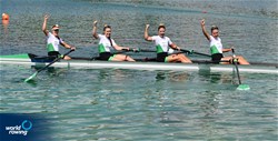 Natalie Long (b), Aifric Keogh, Tara Hanlon, Eimear Lambe (s), Women's Four, Ireland, Silver, 2022 European Rowing Championships, Munich, Germany / Detlev Seyb/MyRowingPhoto.com