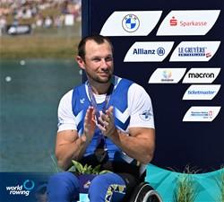 Roman Polianskyi, PR1 Mens Single Sculls, Ukraine, Silver, 2022 European Rowing Championships, Munich, Germany / Detlev Seyb/MyRowingPhoto.com