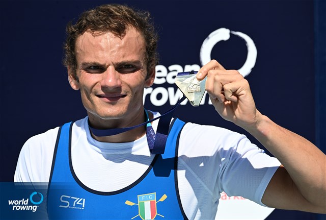 Giacomo Perini, PR1 Mens Single Sculls, Italy, Gold, 2022 European Rowing Championships, Munich, Germany / Detlev Seyb/MyRowingPhoto.com