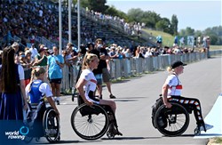 Birgit Skarstein, PR1 Womens Single Sculls, Norway, Gold, Manuela Diening, Germany, Silver, Anna Sheremet, Ukraine, Bronze, 2022 European Rowing Championships, Munich, Germany / Detlev Seyb/MyRowingPhoto.com