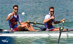 Jaime Canalejo Pazos (b), Javier Garcia Ordonez (s), Men's Pair, Spain, Bronze, 2022 European Rowing Championships, Munich, Germany / Detlev Seyb/MyRowingPhoto.com