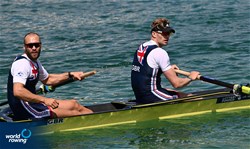 Oliver Wynne-Griffith (b), Tom George (s), Men's Pair, Great Britain, Silver, 2022 European Rowing Championships, Munich, Germany / Detlev Seyb/MyRowingPhoto.com