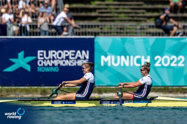 Emily Ford (b), Esme Booth (s), Women's Pair, Great Britain, 2022 European Rowing Championships, Munich, Germany / World Rowing/Benedict Tufnell