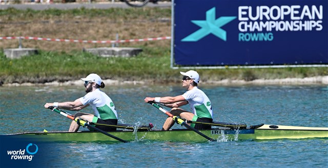 Fintan Mc Carthy (b), Paul O'Donovan (s), Lightweight Men's Double Sculls, Ireland, 2022 European Rowing Championships, Munich, Germany / Detlev Seyb/MyRowingPhoto.com