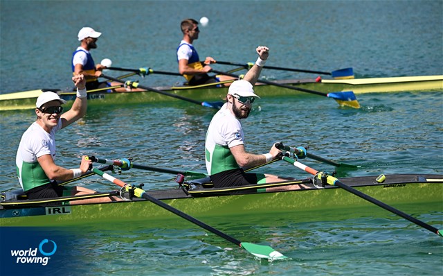 Fintan Mc Carthy (b), Paul O'Donovan (s), Lightweight Men's Double Sculls, Ireland, 2022 European Rowing Championships, Munich, Germany / Detlev Seyb/MyRowingPhoto.com