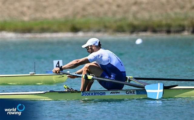Stefanos Ntouskos, Men's Single Sculls, Greece, 2022 European Rowing Championships, Munich, Germany / Detlev Seyb/MyRowingPhoto.com