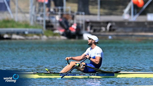 Stefanos Ntouskos, Men's Single Sculls, Greece, 2022 European Rowing Championships, Munich, Germany / Detlev Seyb/MyRowingPhoto.com