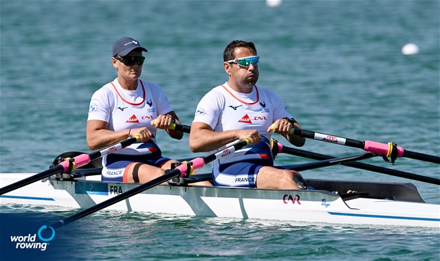 Stephane Tardieu (b), Perle Bouge (s), PR2 Mixed double sculls, France, 2022 European Rowing Championships, Munich, Germany / Detlev Seyb/MyRowingPhoto.com