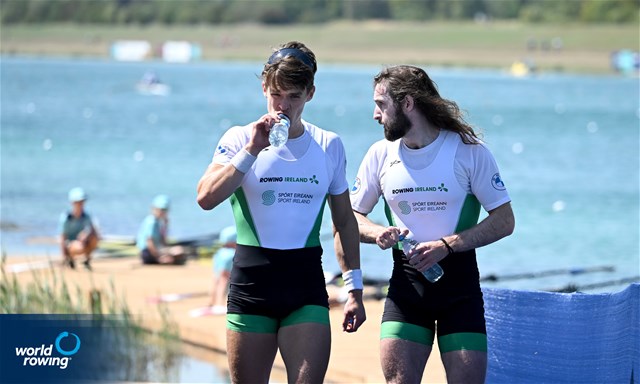 Fintan Mc Carthy (b), Paul O'Donovan (s), Lightweight Men's Double Sculls, Ireland, Gold, 2022 European Rowing Championships, Munich, Germany / Detlev Seyb/MyRowingPhoto.com