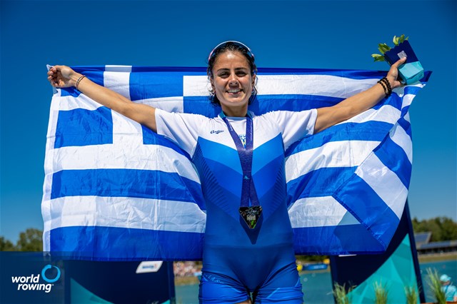 Zoi Fitsiou, Lightweight Women's Single Sculls, Greece, Silver, 2022 European Rowing Championships, Munich, Germany / World Rowing/Benedict Tufnell
