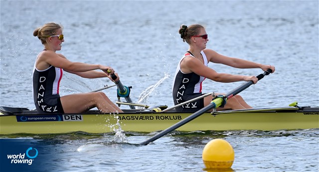 Karen Mortensen (b), Kristine Soendergaard Hansen (s), Women's Pair, Denmark, 2022 European Rowing Under 23 Championships, Hazewinkel, Belgium / Detlev Seyb/MyRowingPhoto.com
