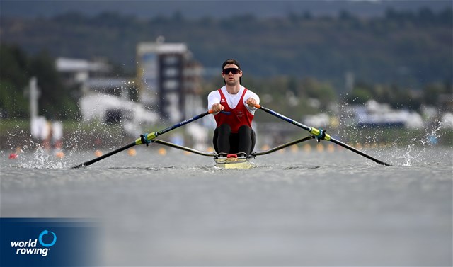 Scott Baerlocher, Men's Single Sculls, Switzerland, 2022 World Rowing Championships, Racice, Czech Republic / Detlev Seyb/MyRowingPhoto.com