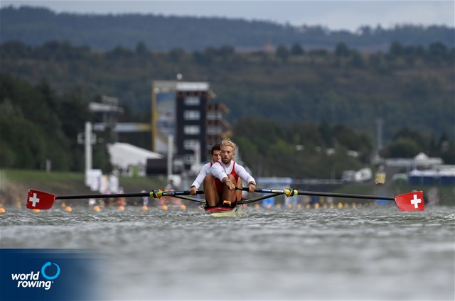 Maurin Lange (b), Jan Jonah Plock (s), Men's Pair, Switzerland, 2022 World Rowing Championships, Racice, Czech Republic / Detlev Seyb/MyRowingPhoto.com